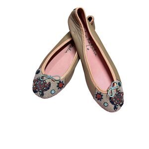 Meher KaKalia Handmade ballerina flats with Beaded Sea Turtles NWB Size 40/10